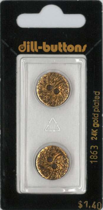 Button - 1863 - 15 mm - gold - 24K gold plated - by Dill Buttons