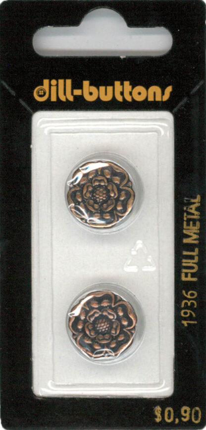 Button - 1936 - 15 mm - Brass Flower - Full Metal - by Dill Butt