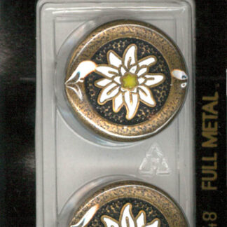 Button - 1948 - 23 mm - Brass with White Flower - Full Metal - b