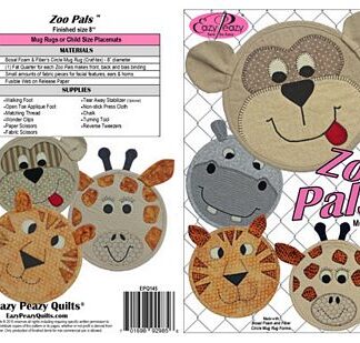 Pattern - Mug Rugs - EPQ145 - Zoo Pals - Quilting Supplies - Eaz