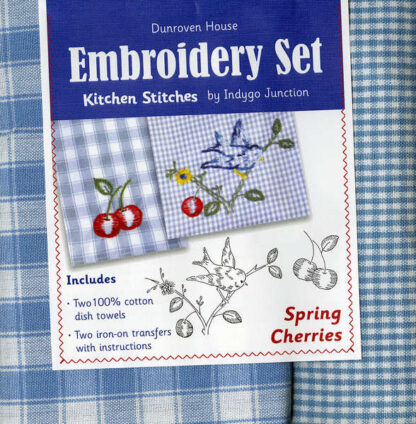 Tea Towel Embroidery Set Spring Cherries  - 200-102  - Dunroven
