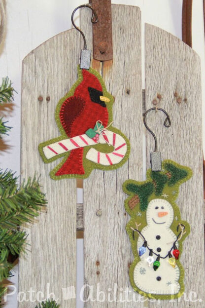 Wool Ornaments - Kits - Candy Cane Cardinal - PatchAbilities
