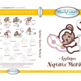 Mylar Embroidery - CD - Applique Naptime Monkeys - Purely Gates