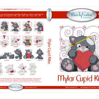 Mylar Embroidery - CD - Mylar Cupid Kitties - Purely Gates Embro