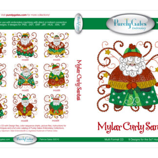 Mylar Embroidery - CD - Mylar Curly Santas - Purely Gates Embroi