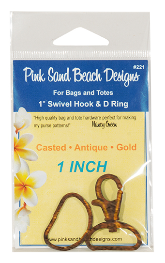 Notions - Swivel Hook and 1" D-Ring #221, Antique Gold - Pink Sa