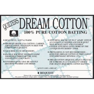 Batting - Dream Cotton - Q 92 in - Request - Nat - By The M