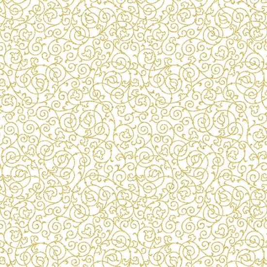 Fabric - Holiday Elegance - 27171-30 - White-Gold - Hoffman