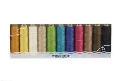 WonderFil - BOM 2024 - Thread Kit - 2 Tins with 18 Eleganza Balls and 11 Spool Ellana Wool Thread Pack - Image 2
