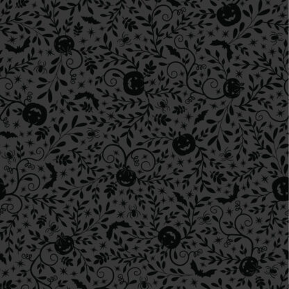 100% Cotton Fabric - Pumkins and Potions - MAS10572-J - Black - Kimberbell - Pumpkin Vines