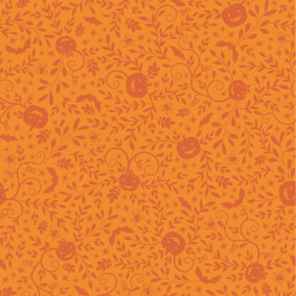 100% Cotton Fabric - Pumkins and Potions - MAS10572-O - Orange - Kimberbell - Pumpkin Vines
