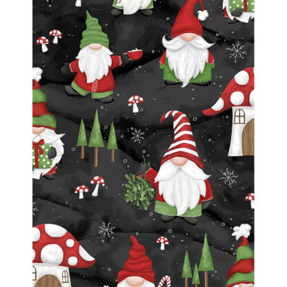 100% Cotton Fabric - Our Gnome to Yours - 56081-937 - Black Scenic - Wilmington Prints - Christmas