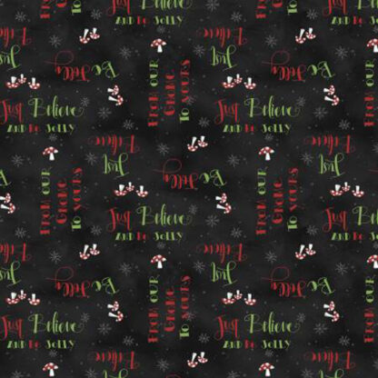 100% Cotton Fabric - Our Gnome to Yours - 56083-937 - Black - Wilmington Prints - Christmas
