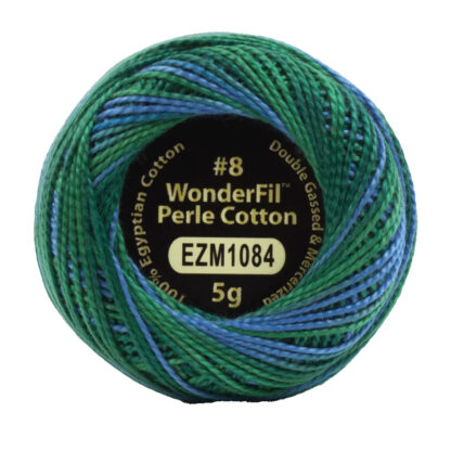 WonderFil - Eleganza Variegated - 38m (42yd) - EL5GM-1084 - Ocean - 8wt 100% Egyptian Cotton Thread