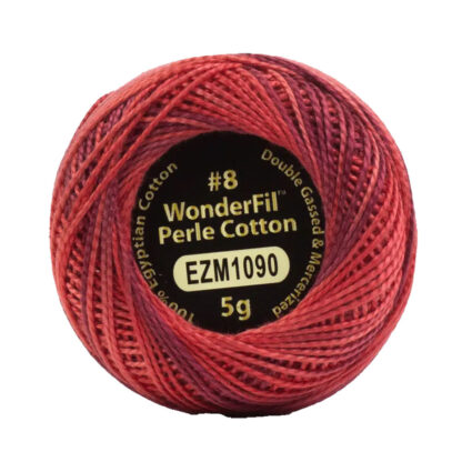 WonderFil - Eleganza Variegated - 38m (42yd) - EL5GM-1090 - Cranberry - 8wt 100% Egyptian Cotton Thread