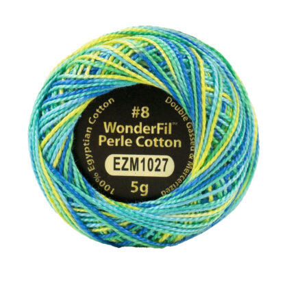 WonderFil - Eleganza Variegated - 38m (42yd) - EL5GM-1027 - Seaside Cabana - 8wt 100% Egyptian Cotton Thread