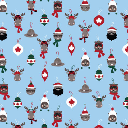 100% Cotton Fabric - Under the Northern Lights - 22573-004 - Blue - Robert Kaufman - Critter Ornaments