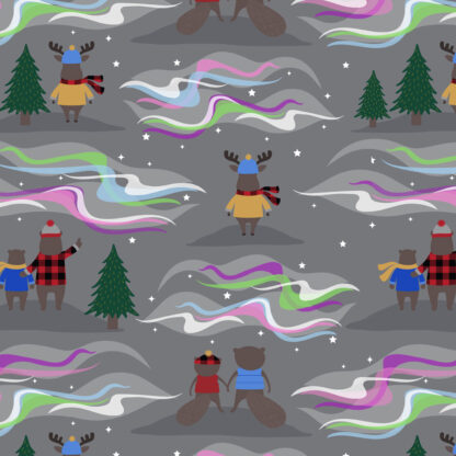 100% Cotton Fabric - Under the Northern Lights - 22581-452 - Grizzly - Robert Kaufman - Northern Lights