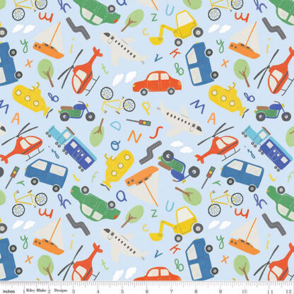 100% Cotton Flannel - Automobiles - RBF14695-SKY - Sky - Riley Blake Designs