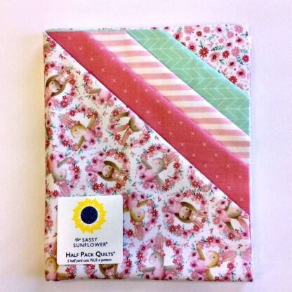 Quilt Kit -  Half Pack Quilts - Bunny Ballet - Pink and Aqua - 5 half yard cuts 100% cotton