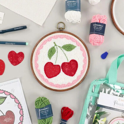 Kimberbell - Punch Needle Kit - KPNK1009 - Life is Cherry Sweet - Faux Wood Oval Hoop - 8In