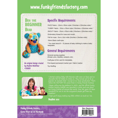 Patterns - Ben the Beginner Bear - FF2816 - Funky Friends Factory - Image 2