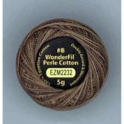 WonderFil - Eleganza #8  Variegated - 38m (42yd) - EL5GM-2232 - Earthy Brown - 8wt 100% Egyptian Cotton Thread