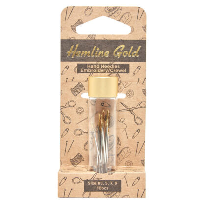 Hemline Gold - Embroidery Hand Needles - 10Pcs - #3 5 7 9 - Round Eye
