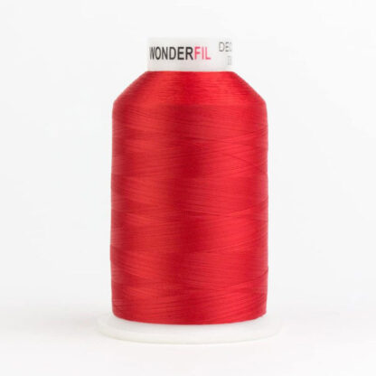 WonderFil - DecoBob - 6000m (6500yd) - DB202 - Red - 80wt/2Ply Cottonized Polyester Thread (King Cone)