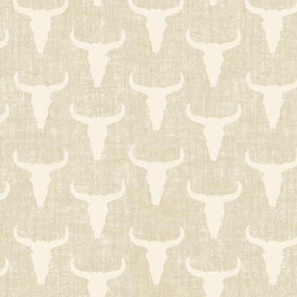 100% Cotton - Ranch Hand Burlap Skull - A852-L - Charolais - Andover Fabrics