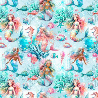 100% Cotton - In My Mermaid Era Underwater Mermaid - CD3547 - Blue - Timeless Treasures - 44 In Wide