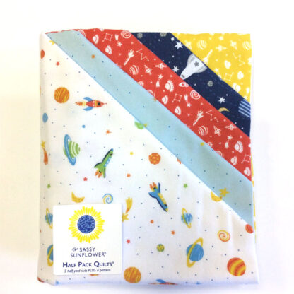Quilt Kit -  Flannel Half Pack Quilts - Space - Primary Colors - 5 half yard cuts 100% cotton flannel