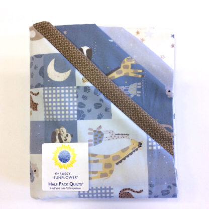 Quilt Kit -  Flannel Half Pack Quilts - Safari Stargazing - Blues - 5 half yard cuts 100% cotton flannel