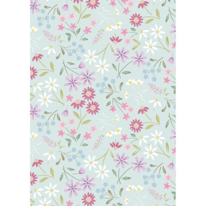 100% Cotton - The Pressed Flower (Sleeping Bloom) - CC51-3 - Light Teal - Cassandra Connolly - 44 In wide