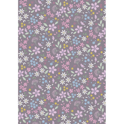 100% Cotton - The Pressed Flower (Floral Ode) - CC52-3 - Light Charcoal Grey - Cassandra Connolly - 44 In wide