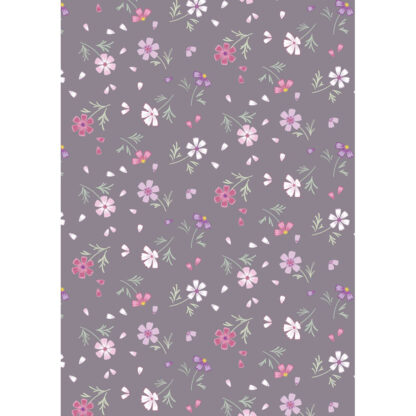 100% Cotton - The Pressed Flower (Floral Affections) - CC53-3 - Light Charcoal Grey - Cassandra Connolly - 44 In wide