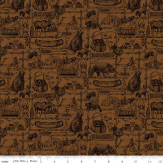 100% Cotton - Pine Grove (Outlines) - RBC15934 - Brown - The RBD Designers - 43 In wide