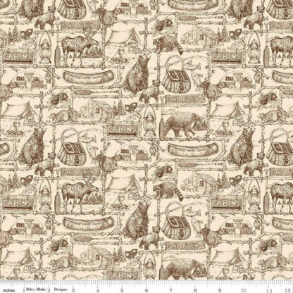 100% Cotton - Pine Grove (Outlines) - RBC15934 - Putty - The RBD Designers - 43 In wide