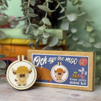 The Crafty Kit - Mini Matchbox Cross Stitch Kit - Och Aye The Moo