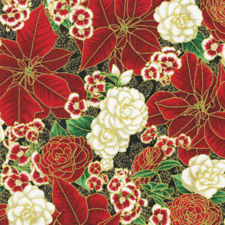 100% Cotton Fabric - Holiday Flourish-Peppermint Twist - 22946-2 - Black - Robert Kaufman - 44 In Wide