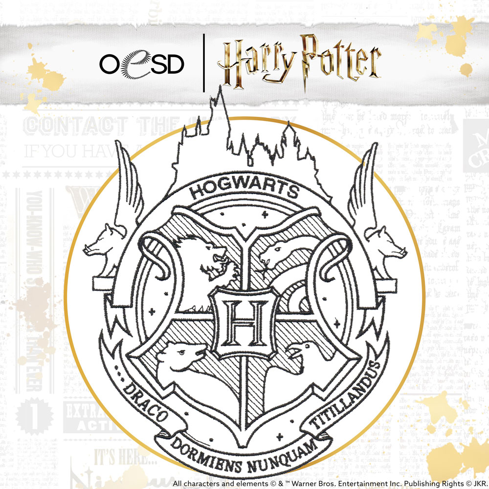 OESD - Embroidery Design - Harry Potter Line Art Hogwarts Crests