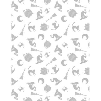 100% Cotton - Essentials Spooky Spectacle - 39183-100 - Witches Brew All Over - White on White - Wilmington Prints