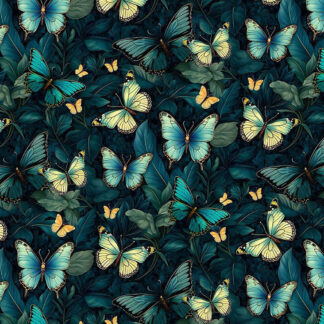 100% Cotton - Forest Whisper (Midnight Butterflies) - Fleur-CD3689 - Midnight - Timeless Treasures - 44 in wide