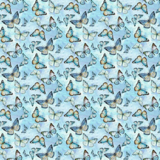 100% Cotton - Forest Whisper (Flying Butterflies) - Fleur-CD3690 - Sky - Timeless Treasures - 44 in wide