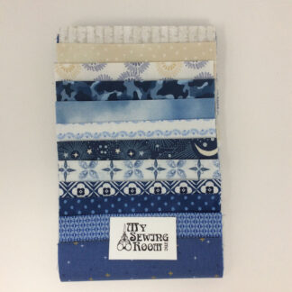 FB -  Ghost Blues 1- Curated Fabric Bundle - 12 unique .15m strips of fabric