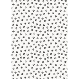 100% Cotton - The Purrfect Book Club - A962A - Black on White Paws - by Lewis and Irene