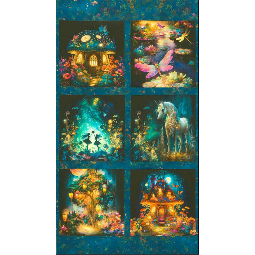 100% Cotton Panel - Night Fable - 23252-238 - Garden - JK Stewart - 24" x 44"