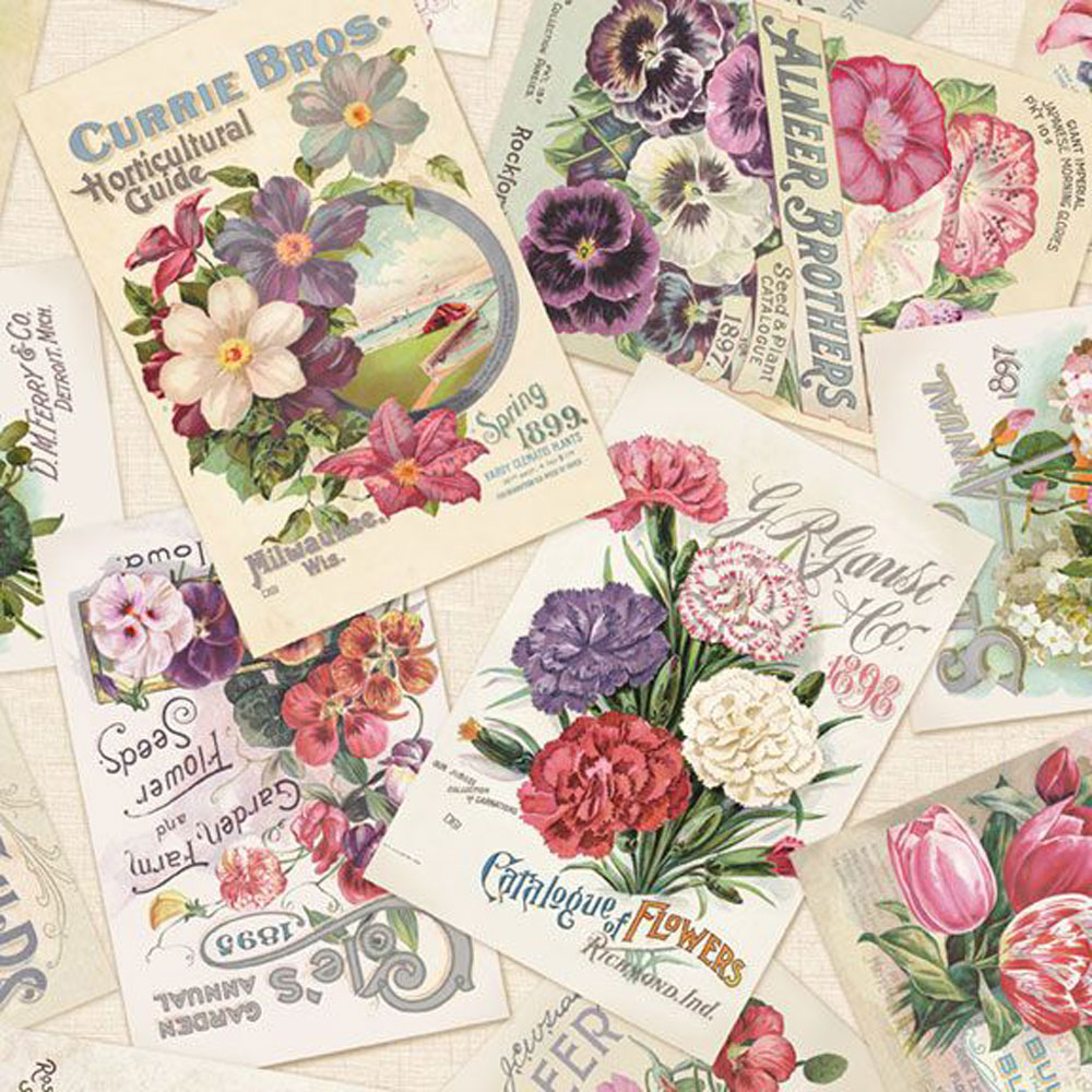 100% Cotton - Cottage Lace (Seed Catalogues) - R261466D - Multi - Kellie Beckwith - 44 in wide