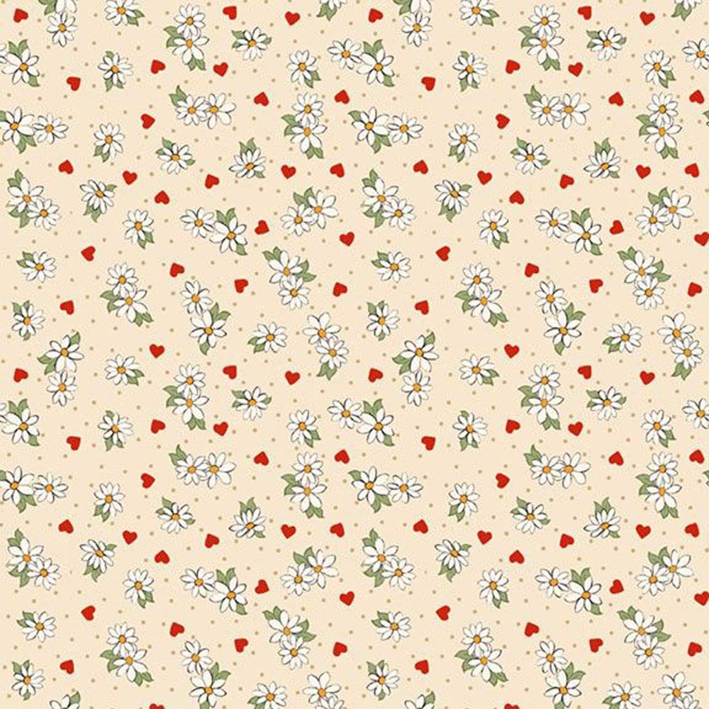 100% Cotton - Be My Valentine (Flower) - R551643D - Cream - Mary Mulari