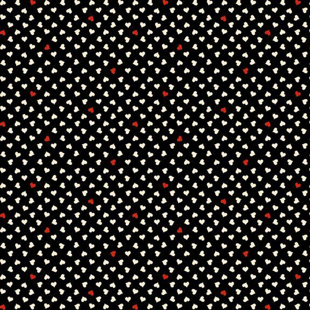 100% Cotton - Be My Valentine (Hearts) - R551644D - Black - Mary Mulari